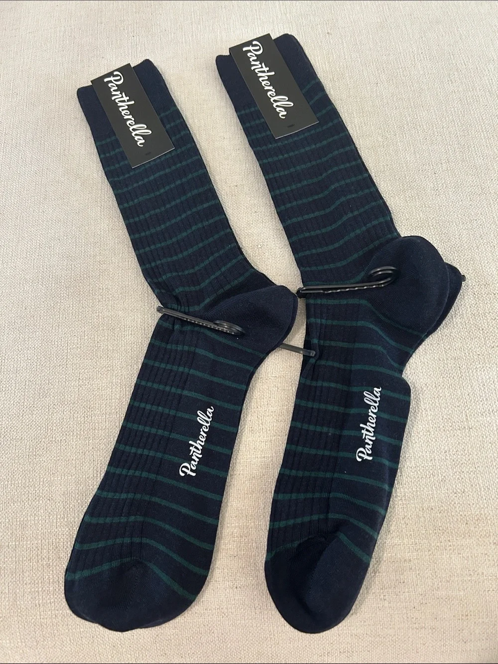 Pantherella BUNDLE 2 Worthington Stripe Merino Wool Blend Dress Sock,Navy, L,NWT
